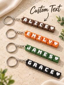 [Custom] 1pc Personalized Custom Name Stress-Relief Push Keycap Keychain, Customizable With English Names And Text - Multicolor - View 1