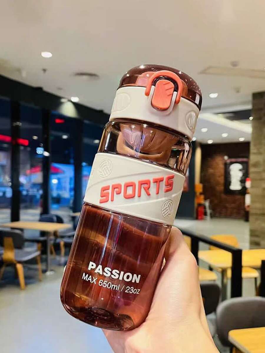 1PC Portable 650ml Plastic Water Bottle, Modern Clear Sport Water Bottle For Outdoor, Back To School Supplies - Multicolor - View 1