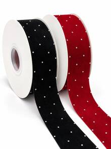 5 Yards Christmas Sequin Plush Ribbon Roll - Red & Black Shiny Diamond Plush Ribbon, Suitable For Holiday Christmas Tree Decoration, Luxury Gift Wrapping, DIY Hair Clip Making, Collar & Necklace Matching, And Handmade Craft Materials For Various Creative Applications - Rhinestone Ribbon - View 1