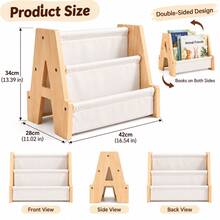 1PC A-Frame Double-Sided Book Rack, 2-Tier Fabric Sling Bookshelf With Front-Facing Display, Freestanding Book Organizer For Bedroom, Living Room, Reading Corner, Playroom, Classroom, Compact Floor Storage Shelf For Books And Magazines - Multicolor - View 9