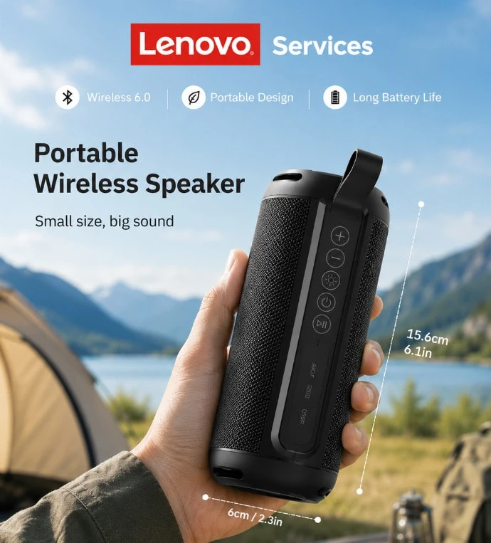 Lenovo 联想 D02 无线音箱 | 蓝牙 5.3 高速连接 | 轻巧设计 | 立体声效果 | 便携式桌面音箱 - 查看 1