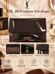 YSL Saint Laurent Brown Envelope Bag, 21*14cm, Smooth Material, Minimalist Elegant, Travel Essential, Suitable For Cosmetic Storage - Brown - View 5