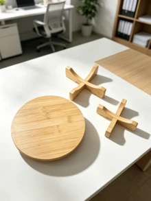 1件裝竹製植物架 多場景植物展示架 桌面窗台花架 客廳陽台居家裝飾層架 不含花盆 - 黃色(桌面圓形植物架) - 查看 6