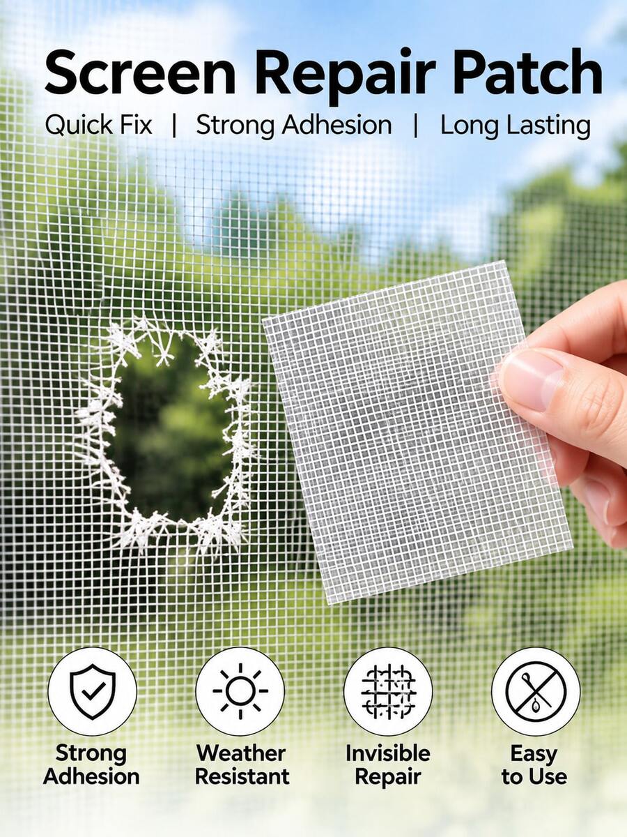 1pc Self-Adhesive Screen Repair Tape, Mesh Patch For Window & Door Screens, Easy DIY Quick Fix - View 1