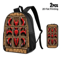 3pcs Backpack Set With 2D Flat Print Block Style Red Spider Graphic, 3-In-1 Bag Set For Commuting Travel And Daily Outdoor Activities - Backpack Set - View 9
