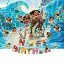 Bộ trang trí tiệc sinh nhật chủ đề phiêu lưu đại dương, băng rôn Happy Birthday, dây xoắn treo, dây ruy băng trần nhà hình nhân vật hoạt hình, phụ kiện trang trí tường phông nền tiệc sinh nhật - Xem 3