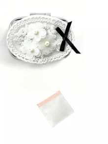 The White Lace Three-Dimensional Flower Bow Portable Storage Box Can Be Used As A Portable Medicine Box, Jewelry Storage Box, And Portable Makeup Mirror Box. It Is The Perfect Choice For Valentine's Day, Birthdays, And Holiday Gifts - Multicolor - View 14