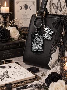 1 buah/3 buah Gantungan Kunci Kerangka Ngengat Gotik dari Baja Tahan Karat, Gantungan Tas Logam Hitam untuk Dompet, Ransel & Tas Tangan, Aksesori Halloween, Hadiah Natal - MultiWarna - View 4