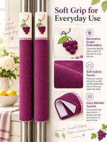 1 Pair Refrigerator Handle Covers, Washable Fabric Fridge Handle Sleeves With Hook & Loop Closure, Anti-Fingerprint Appliance Handle Protectors For Kitchen Appliances, 10.63*4.33in - View 4