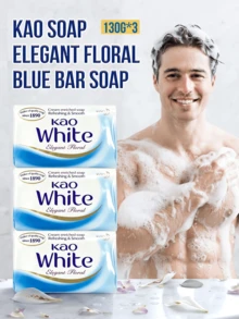 Kao Soap 優雅花香藍色香皂，乳霜般濃郁泡沫，溫和清潔同時滋潤養膚，細膩豐富的泡沫深層清潔毛孔、去除老廢角質，溫和不緊繃，全方位洗護皂 - 3件 - 查看 11