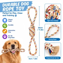 1pc Colorful Braided Rope Dog Chew Toy, Tassel End Dental Cleaning Stick Toy, Suitable For Small And Medium Dogs Interactive Pulling And Playing - Multicolor - View 1
