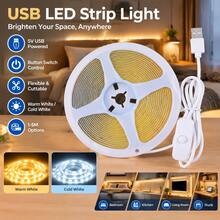 COB LED Tape Light, USB Button Control, Flexible Cuttable, Warm White Cool White, 1-5M Home LED Strip - 501 COB - View 1