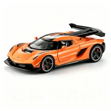 3pcs 1/32 Scale Jesko Alloy Diecast Car Model, Simulated Supercar With Openable Doors, Pull Back Function, Desktop Ornament, Collectible Display Decor, Holiday Gift - Multicolor - View 9