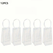 1/12pcs PVC Handheld Ice Bucket, Transparent Ice Bucket, Portable Ice Bucket With Handle, Portable Wine Cooling Bucket With Handle, Transparent PVC Wine Gift Bag, Suitable For Wedding Party, Can Hold Champagne, Beer And White Wine - Clear - View 10