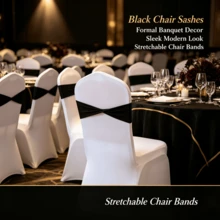 48pcs Cross Elastic Spandex Chair Back Waistbands, Elastic Chair Back Decorative Ribbons, Bowknot Decorative Bags, Reusable Chair Cover Satin Ribbons, Chair Band Decorations For Wedding, Banquet, Birthday Party, Graduation Ceremony, Hotel Event - White - View 7