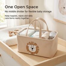 1pc Cartoon Lion & Giraffe Pattern Large Baby Diaper Storage Basket, Paper Rope Organizer Bin With Removable Divider, Portable Car Storage Bag, Suitable For Diapers, Baby Shower Gifts, Newborn Essentials - Multicolor - View 15