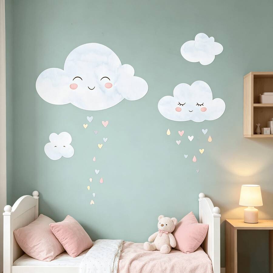 1pc Cloud Wall Sticker, Perfect For Decorating Home, Room And Wall, With Self-Adhesive Backing, Waterproof And Easy To Remove - Multicolor - View 1