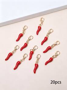 5/10/20Pcs Fun Mini Red Chili Pepper Charms, Fashion Versatile Alloy Enamel DIY Accessories For Bags, Keys And Other Ornaments - Chili Pendant - View 5
