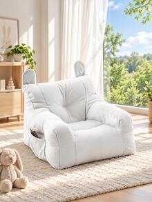 Cute Bear Ear Sofa Chair, Playful & Unique Design, Wide Seat With Armrests, Side Storage Space For Small Items, Textured Fabric With Neat Stitching, Suitable For Home Reading Corner, Living Room, Bedroom, Decorative & Leisure Use - Multicolor - View 8