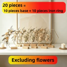 Hexagonal Metal Wreath Stand With Wooden Base, Gold Geometric Wreath Holder, Suitable For Dried Flower Decoration, Tabletop Centerpiece, Ideal For Home Living Room, Wedding Party, Valentine's Day, Wreath Stand Does Not Include Flowers - View 19