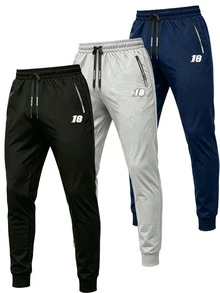 3pcs Men's Breathable Tapered Slim Fit Joggers With Elastic Waistband, Zipper Pockets, Minimalist Design, Suitable For Running, Fitness, Sports Sweatpants - Multicolor - View 2