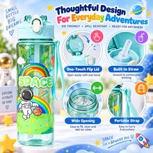 Cartoon Astronaut Plastic Cup, Highly Attractive Large Capacity Transparent Frosted Pop-Up Straw Cup With Carrying Strap, Portable Cup - Multicolor - View 8