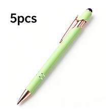 5/12pcs Multicolor Matte Touchscreen Ballpoint Pens, 7 Colors Available, 5pcs Solid Color Or 12pcs Mixed Colors, Sensitive Touch Tip, Smooth Writing - Multi-color - View 16