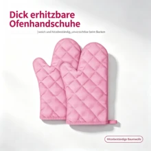 1 Pairs Of Pink Cotton Oven Gloves - Washable, Non-Slip And Heat-Resistant, Suitable For Use In Ovens And Baking - Pink - View 1