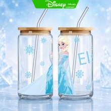 Disney Frozen Glass Tumbler With Bamboo Lid & Straw, Elsa & Olaf Iced Coffee Cup Holiday Gift, 1pc - Frozen - View 3