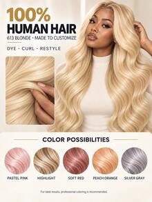 MEGALOOK 613 Blonde Body Wave 13x6 Lace Frontal Wig 100% Human Hair HD Lace Pre Plucked Natural Hairline Transparent Lace With Drawstring Bleached Knots Pre-Cut Lace Beginner Friendly - S613 - View 6