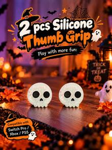 Lezhan-For PlayStation 4, 5, And Switch Pro Controllers; Includes Two Halloween-Themed Thumbstick Caps-High-Performance Caps Featuring A Skull And Spiderweb Design; An Ideal Choice For A Halloween Gift. - View 9
