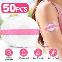 1 Set (10/20/30/40/50/100 Pieces) Freestyle Libre&Omnipod 5&Dash Motion Sensor Patches, Breathable Waterproof Adhesive Patches, Suitable For Sports Like Rock Climbing, Running, Sweatproof, Can Secure And Protect , Suitable For Gym - Pink Transparent - View 1