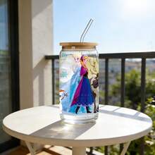 Disney Frozen Glass Tumbler With Bamboo Lid & Straw, Elsa & Olaf Iced Coffee Cup Holiday Gift, 1pc - Frozen - View 9