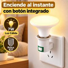 Casquillo E27 y portalámparas con interruptor + bombilla LED, luz nocturna sin necesidad de instalación, luz de lectura plug and play. - Tipo de Enchufe A USA (110-127V) - Ver 8