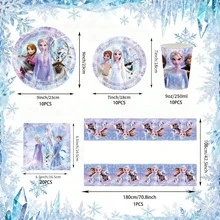 Disney Ice & Snow Theme Party Tableware Set, Disposable Paper Plates, Cups, Napkins, Winter Ice & Snow Party Decorations, Suitable For Celebrations And Gatherings - Multicolor - View 11