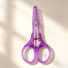 1pc Stainless Steel Handheld Transparent Mini Scissors, Rounded Non-Sharp Anti-Scratch With Blade Cover Storage - Precise Cutting For Paper, Fabric And Wire, Multi-Functional Home & Office Tool, Ergonomic Handle (Purple/Pink/Yellow), Embroidery & Eyebrow Trimming Scissors, Sewing & Craft Cutter - Multicolor - View 9