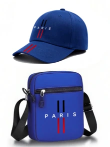 1pc/2pcs "Paris"Letter Pattern Print Unisex Street Fashion Outdoor Sports Baseball Cap And Crossbody Bag, Adjustable, Gift For Yourself Or Friends - Multicolor - View 9