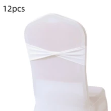 48pcs Cross Elastic Spandex Chair Back Waistbands, Elastic Chair Back Decorative Ribbons, Bowknot Decorative Bags, Reusable Chair Cover Satin Ribbons, Chair Band Decorations For Wedding, Banquet, Birthday Party, Graduation Ceremony, Hotel Event - White - View 23