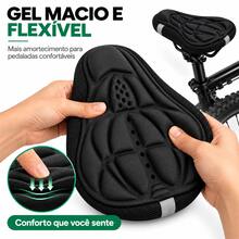 Capa Gel Silicone Banco Selim Almofada Forro Para Bicicleta - Preto - Visão 2