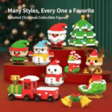 1pc Xmas Limited Edition Building Blocks Set, Festive DIY Assembly Brick Kit, Christmas Tree Santa Snowman Reindeer Model, Collectible Desktop Ornament For Holiday Gift - Multicolor - View 3