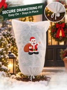 1 buah - Penutup Pelindung Embun Beku Tanaman Natal, Tas Jaket Musim Dingin Tanaman Non-Woven yang Dapat Digunakan Kembali dengan Tali Serut, Motif Rusa, Pohon, Manusia Salju, Santa, Tas Pelindung Tanaman untuk Pot Taman Luar Ruangan, Tersedia 4 Gaya - Penutup antibeku tanaman - View 6