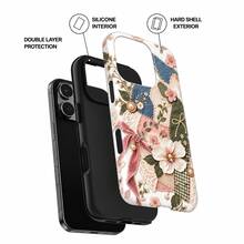 Casing Ponsel Bertekstur Pola Usang, Film Fashion & Pelindung Tebal Mengkilap Transparan 2-in-1, Kompatibel dengan iPhone 12 13 14 15 16 17 18-FL-2LH - Berwarna merah muda - View 4