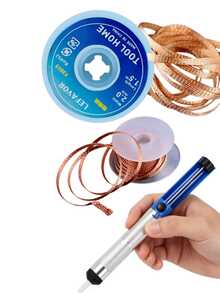 Solder Wick And Solder Pump Set, Braided Solder Wick For Desoldering, Repair Tools, High-Efficiency Solder Wick For BGA Repair, Battery-Free Solder Sucker, Soldering Supplies, Soldering Accessories, Solder Sucker - Multicolor - View 9