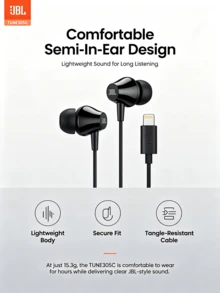 JBL Headphone Berkabel TUNE305C, Semi-In-Ear Tipe-C, Kompatibel dengan Ponsel dan Laptop, dengan Mikrofon - View 3