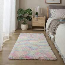Soft Long Carpet, Suitable For Bedroom And Living Room, Rainbow Fluffy Shaggy Bedside Rug, Long Plush Carpet, Non-Shedding, Suitable For Girls Room Home Decor - Multicolor - View 14