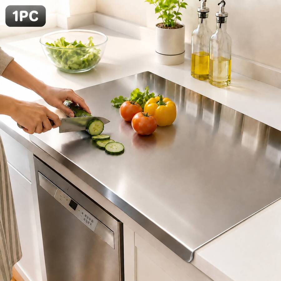 1pc Luxury 304 Stainless Steel Cutting Board, Anti-Mold, Essential Kitchen Tool For Home Cooks And Cooking Enthusiasts, Perfect For Cutting Meat, Cheese, Bread, Vegetables And Fruit, Excellent Home Gift
