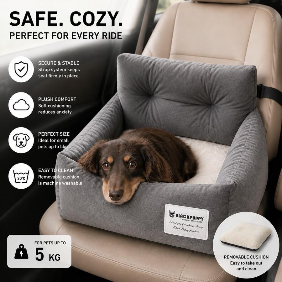 1pc Dog Plush Car Seat, Portable Pet Carrier Cushion For Small/Medium Dogs, Scratch-Resistant And Durable Car Mat - Multicolor - View 1