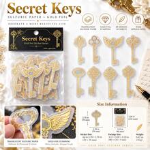 Golden Promise Series Gold Foil Vellum Sticker Pack, INS Style Creative Plant, Floral, Feather Scrapbook Material Stickers, DIY Decorative Stickers - Multicolor - View 1