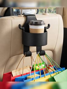 Upgraded Reinforced Car Seat Back Hooks With Cup Holder & Phone Stand, Multifunctional Headrest Organizer, Anti-Drop Storage For Drinks, Bags, Umbrellas & Small Items, Easy-Install Rear Seat Interior Accessory For Cars & SUVs - Multicolor - View 1