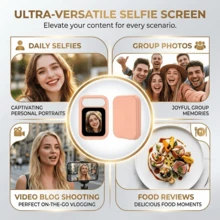 Layar Selfie Bercahaya - Monitor Selfie Magnetik, Cocok untuk Selfie dan Perekaman Vlog, Kompatibel dengan iPhone 15/16/17 Pro, Kecerahan yang Dapat Diatur, Pengoperasian Layar Sentuh, Lampu Pengisi Fotografi, Hadiah Sempurna untuk Teman/Keluarga - T7 - View 9
